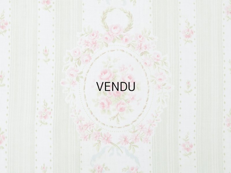 画像3: アンティーク  薔薇のメダイヨン ファブリック 79×91cm