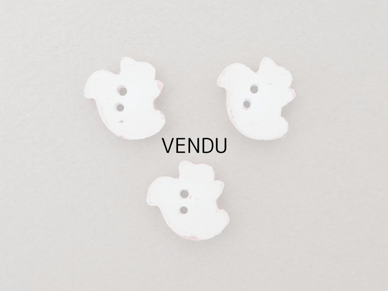 画像3: アンティーク セラミック製 栗鼠のボタン 3ピースのセット ピンク 17mm