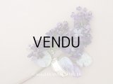 アンティーク ライラックの大きな布花 紫 ラベル付きシルク＆ベルベット