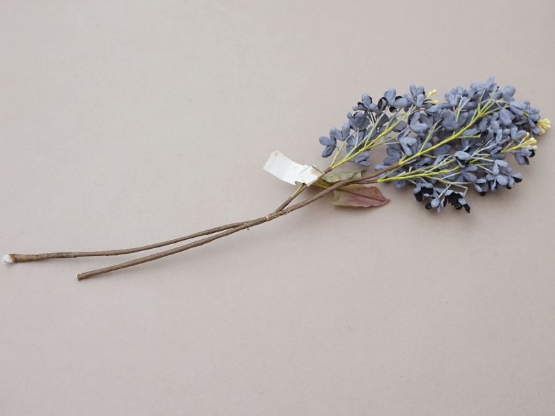 画像7: アンティーク ライラックの大きな布花 黒＆グレイ ラベル付き