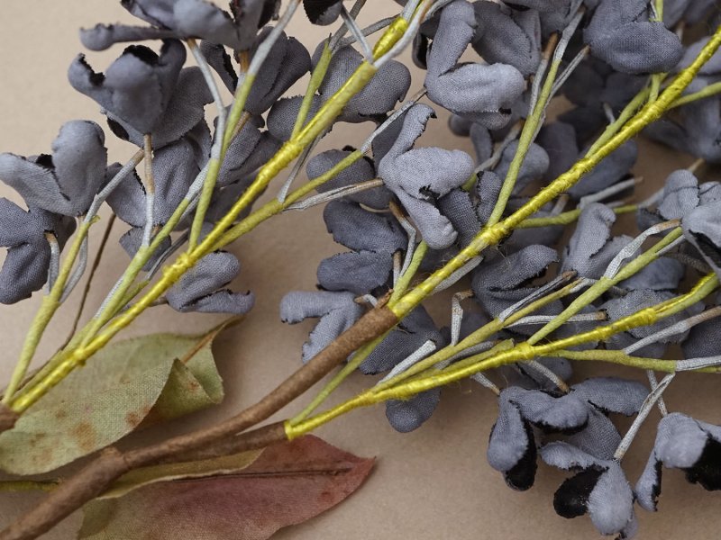 画像9: アンティーク ライラックの大きな布花 黒＆グレイ ラベル付き