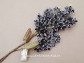 アンティーク ライラックの大きな布花 黒＆グレイ ラベル付き