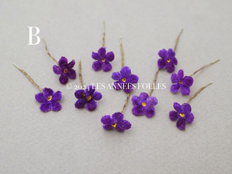 画像5: アンティーク 勿忘草の小さな布花 菫色 10ピースのセット 約13mm