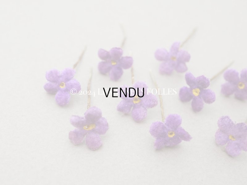 画像8: アンティーク 勿忘草の小さな布花 薄紫 10ピースのセット 約13mm