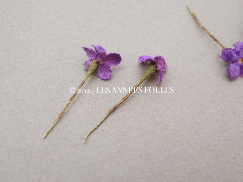 画像7: アンティーク 勿忘草の小さな布花 菫色 10ピースのセット 約13mm