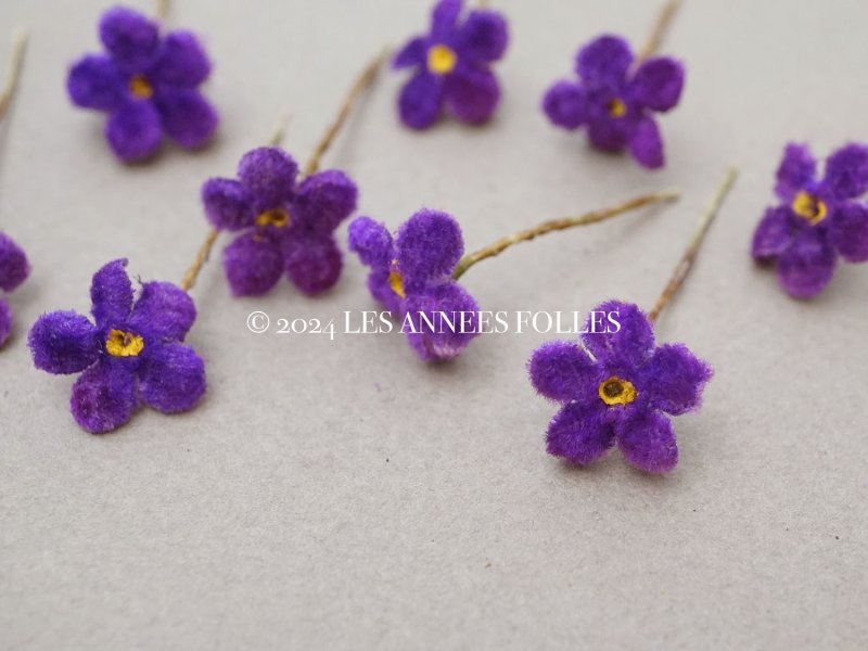 画像4: アンティーク 勿忘草の小さな布花 菫色 10ピースのセット 約13mm