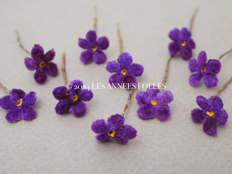 画像6: アンティーク 勿忘草の小さな布花 菫色 10ピースのセット 約13mm