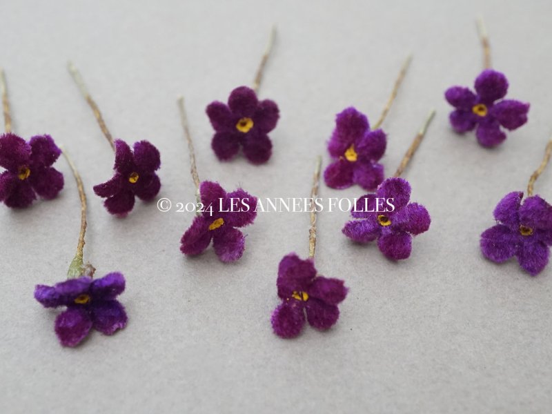 画像3: アンティーク 勿忘草の小さな布花 紫 10ピースのセット 約13mm