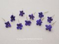 アンティーク 勿忘草の小さな布花 青紫色 10ピースのセット 約13mm