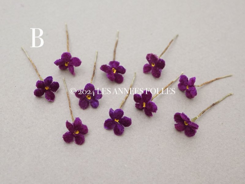 画像4: アンティーク 勿忘草の小さな布花 紫 10ピースのセット 約13mm