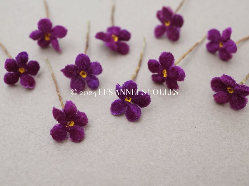 画像5: アンティーク 勿忘草の小さな布花 紫 10ピースのセット 約13mm