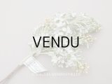 アンティーク ライラックの大きな布花 ミルキーグリーン ラベル付き
