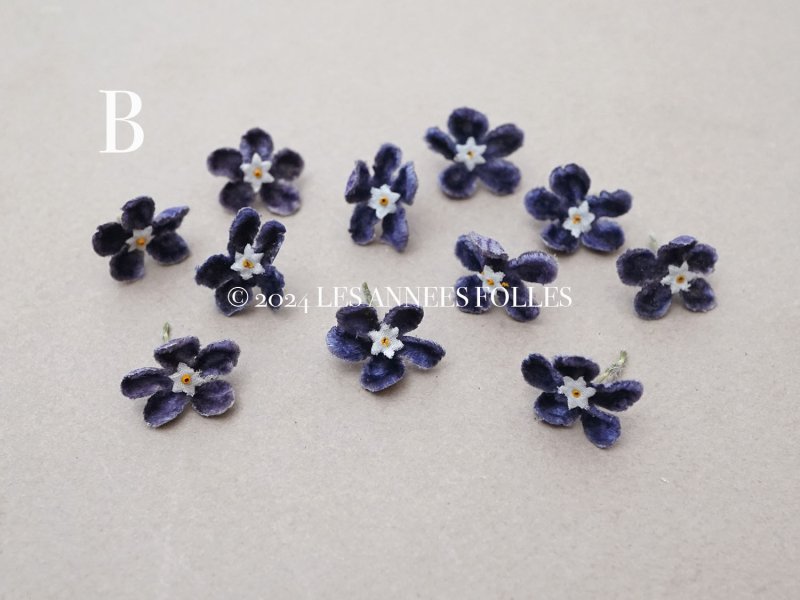 画像6: アンティーク 布花 ベルベットの花びら 10〜11ピースのセット 青紫 18mm