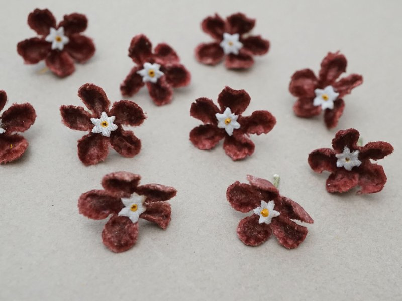 画像5: アンティーク 布花 ベルベットの花びら 10〜11ピースのセット チョコレートブラウン 18mm