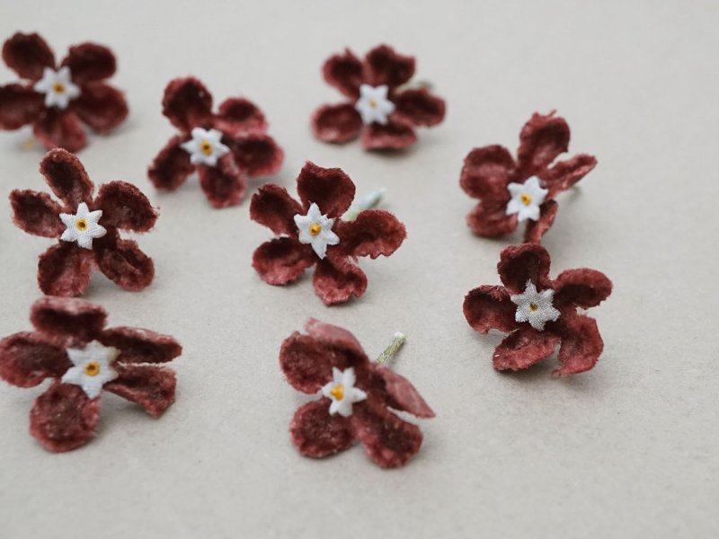 画像3: アンティーク 布花 ベルベットの花びら 10〜11ピースのセット チョコレートブラウン 18mm