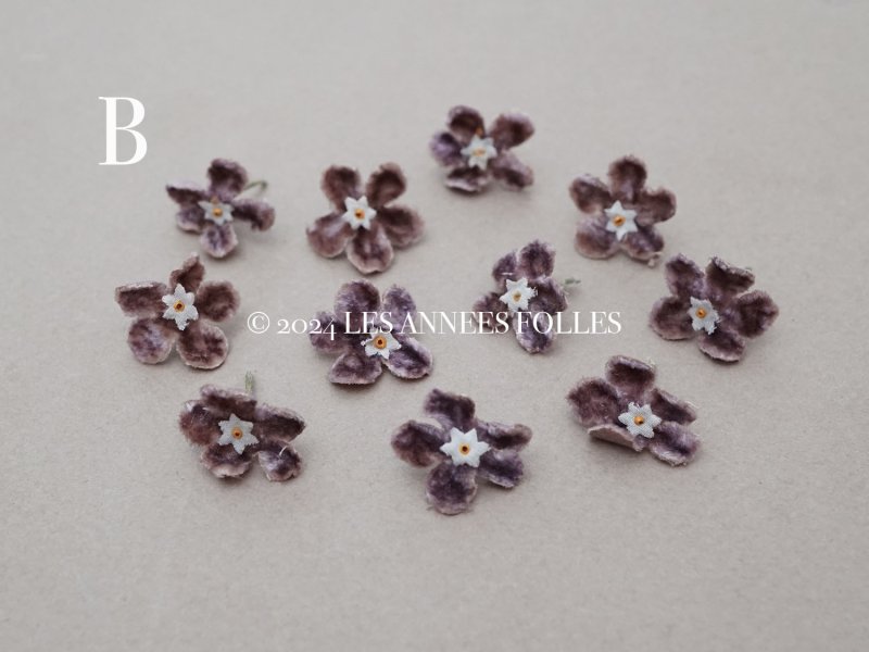 画像6: アンティーク 布花 ベルベットの花びら 11ピースのセット グレイッシュパープル 18mm