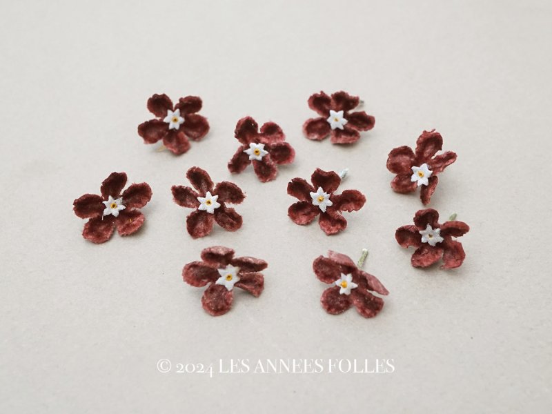 画像1: アンティーク 布花 ベルベットの花びら 10〜11ピースのセット チョコレートブラウン 18mm