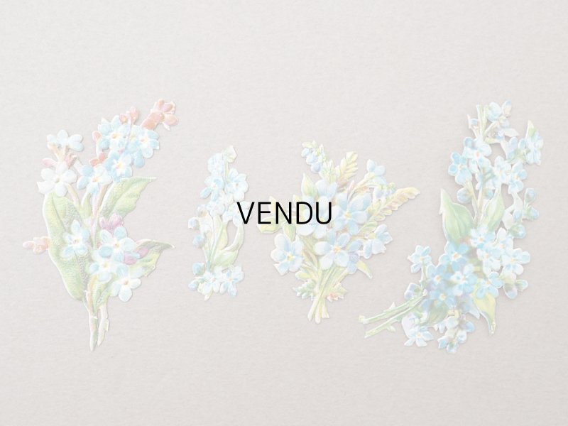 画像3: ＊蚤の市＊1900年頃 アンティーク 勿忘草 ダイカットクロモ 9点のセット