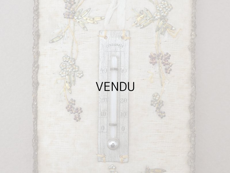 画像4: 1900年頃 アンティーク リボン刺繍&スパンコール 温度計