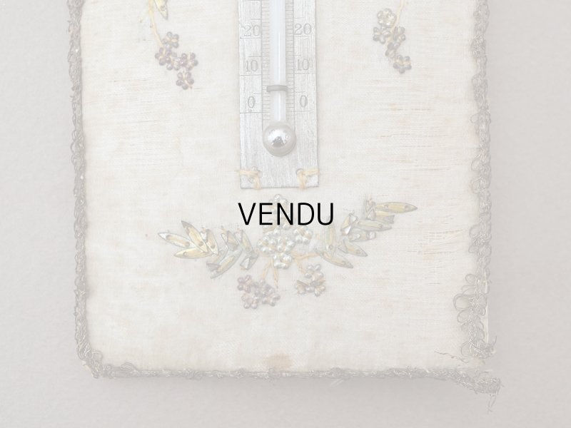 画像5: 1900年頃 アンティーク リボン刺繍&スパンコール 温度計