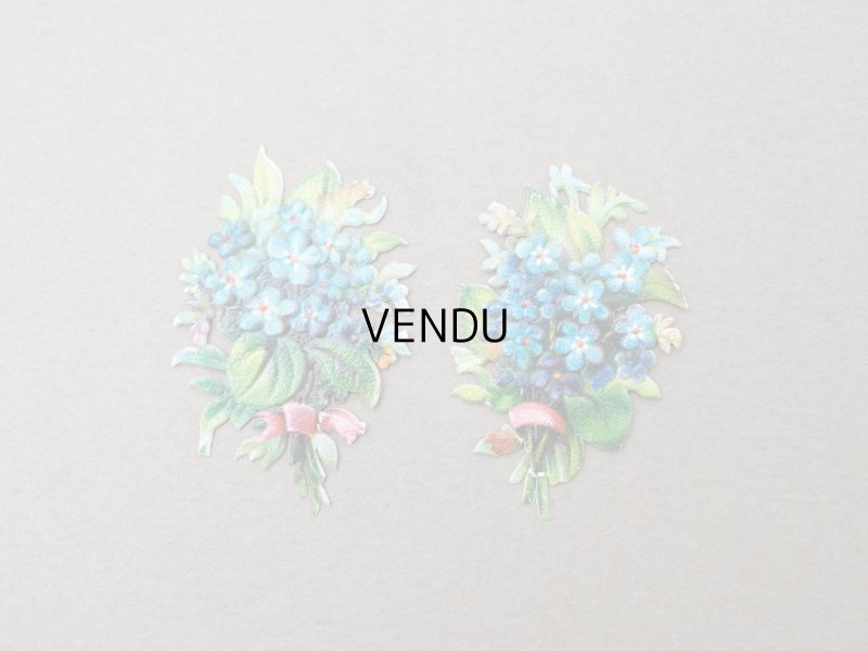 画像4: ＊蚤の市＊1900年頃 アンティーク 勿忘草 ダイカットクロモ 9点のセット