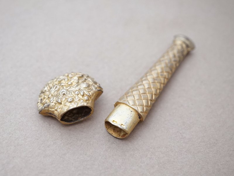 画像22: 19世紀 アンティーク ベルメイユ シルバー製&ゴールドプレート ソーイングセット 裁縫道具 シルククッション&箱付き