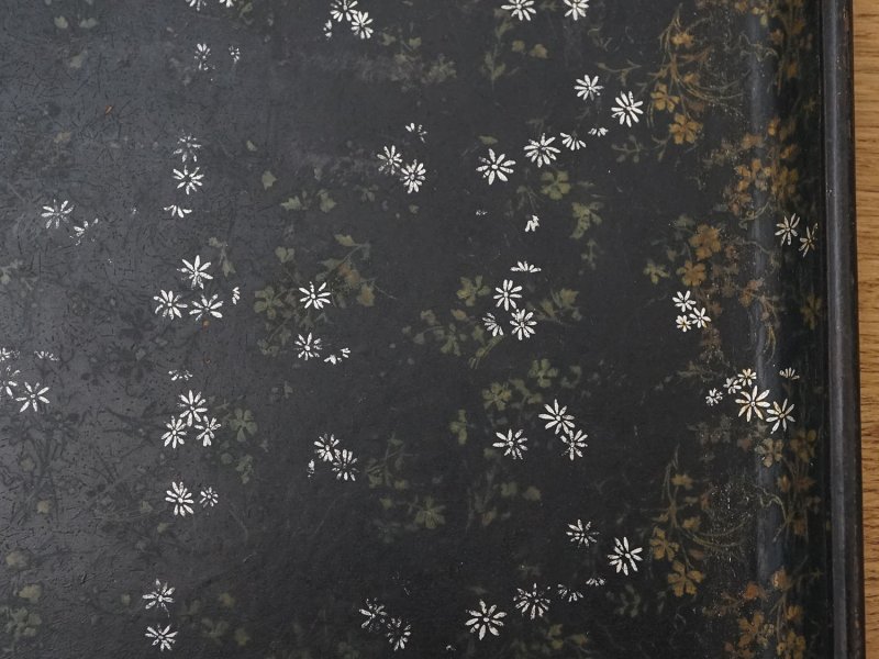 画像10: 19世紀 アンティーク パピエマシェの大きなトレイ 花模様 51×39.5cm