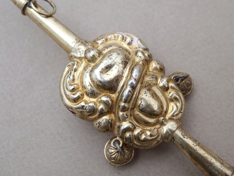 画像4: ＊蚤の市＊19世紀 アンティーク ラトル ゴールドコーティング シルバー製  マザーオブパール