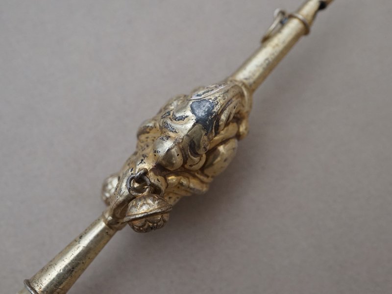 画像10: ＊蚤の市＊19世紀 アンティーク ラトル ゴールドコーティング シルバー製  マザーオブパール