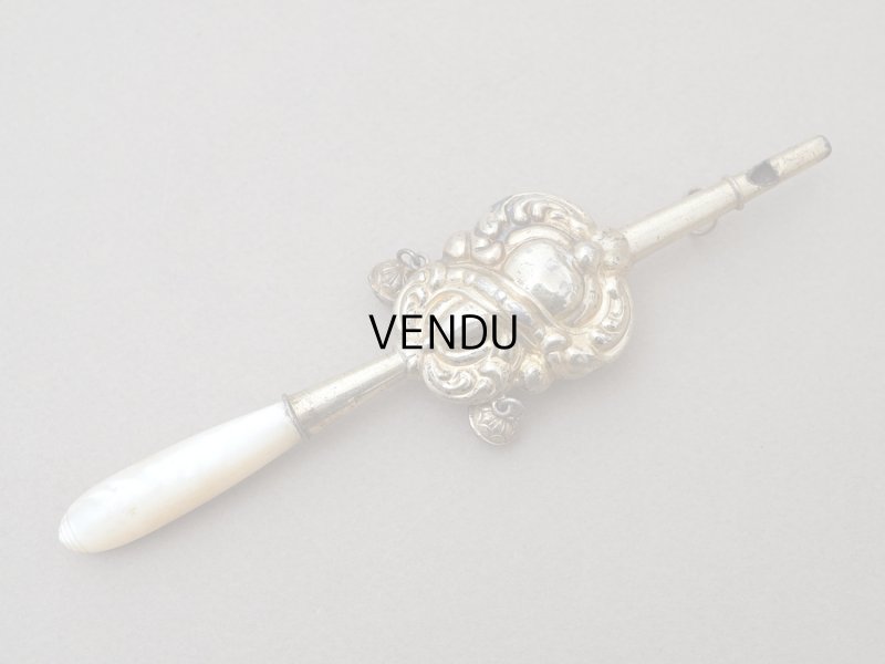 画像7: ＊蚤の市＊19世紀 アンティーク ラトル ゴールドコーティング シルバー製  マザーオブパール