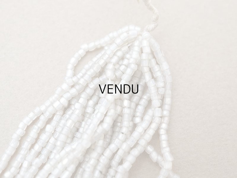 画像5: アンティーク シードビーズ クリア＆ホワイト カット入り ラスター加工 ガラス製 