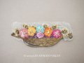 アンティーク シルク製 ロココモチーフ フラワーバスケット