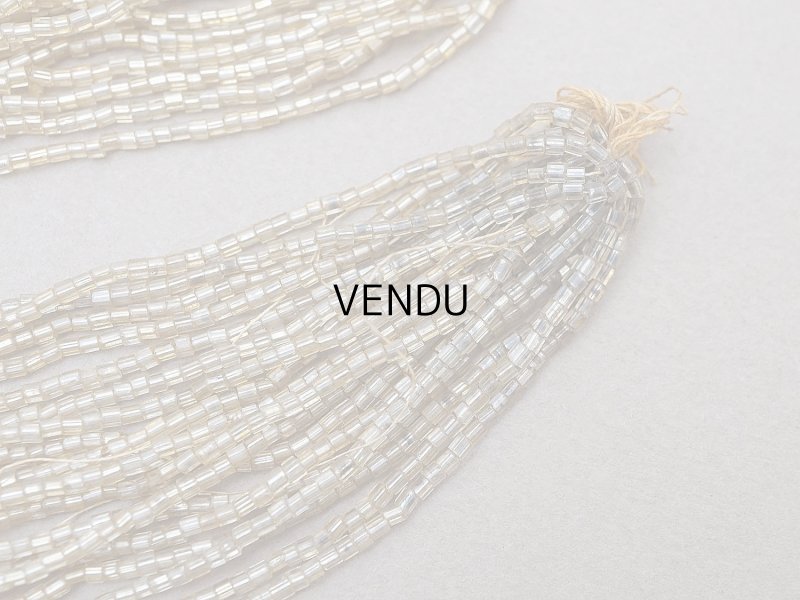 画像9: アンティーク シードビーズ カット入り クリア＆シルバー＆シャンパンゴールド ガラス製 