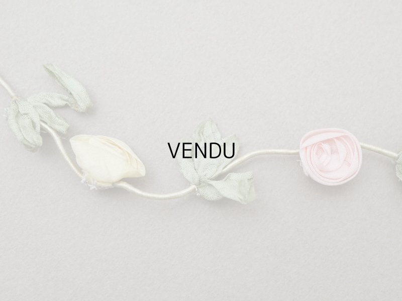 画像6: アンティーク シルク製 4色の大きな薔薇のロココトリム  44cm パステルカラー
