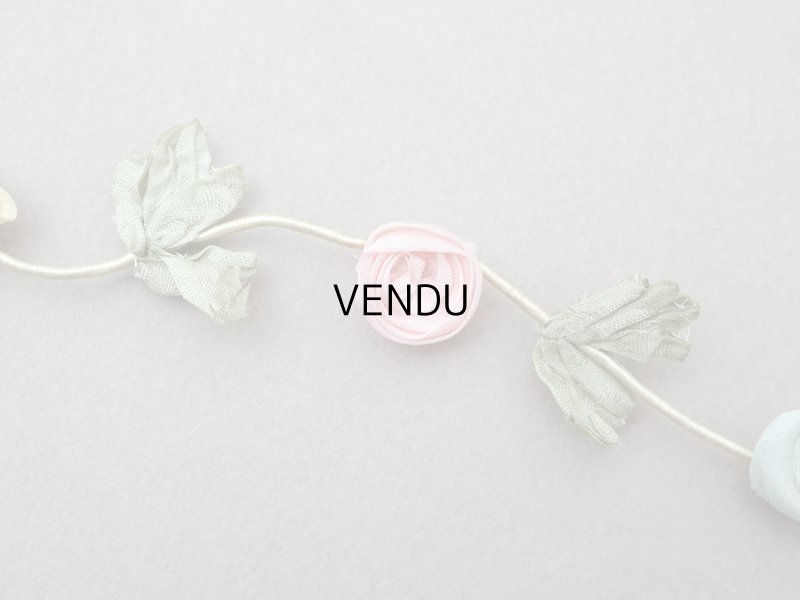 画像3: アンティーク シルク製 4色の大きな薔薇のロココトリム  44cm パステルカラー