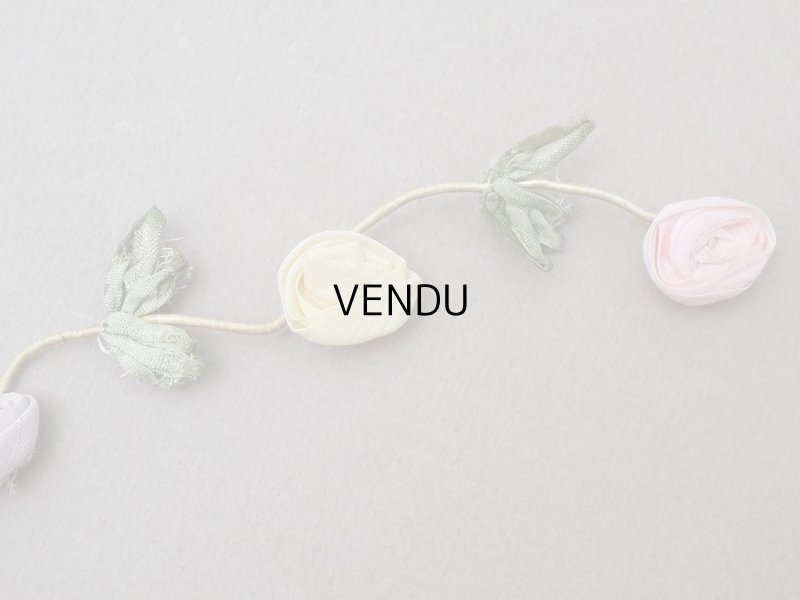 画像8: アンティーク シルク製 4色の大きな薔薇のロココトリム  44cm パステルカラー