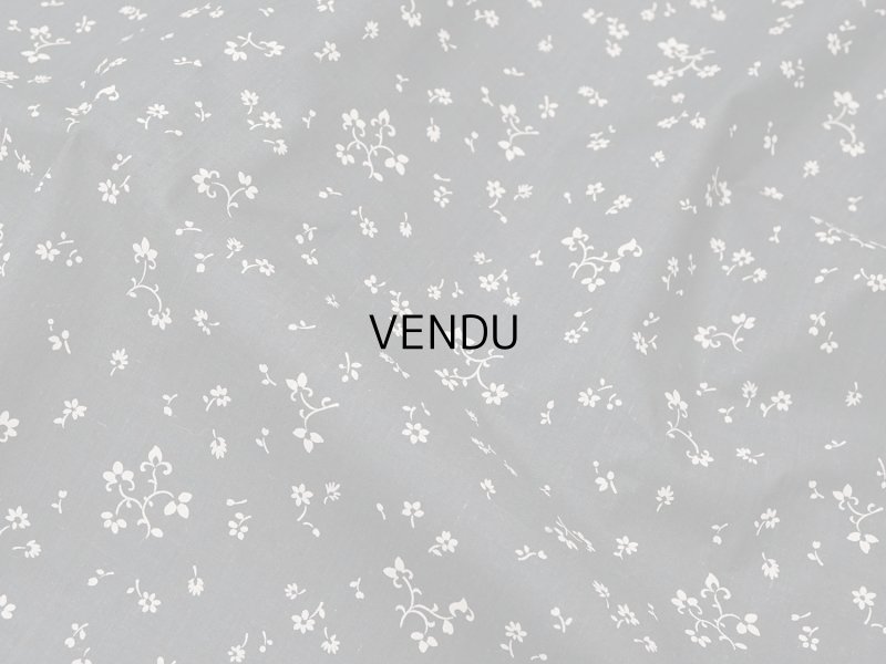 画像3: 未使用 アンティーク 花模様 コットンファブリック 炭黒&オフホワイト 77cm幅