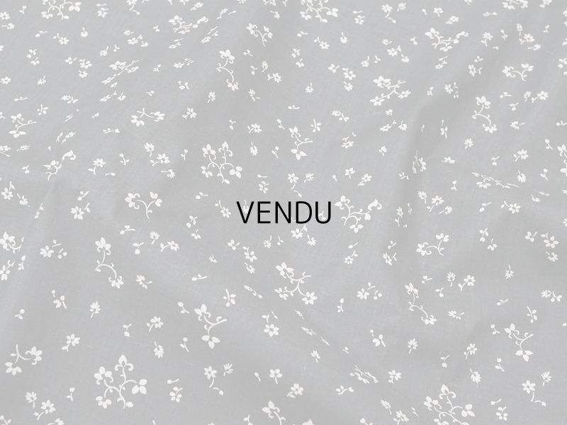 画像4: 未使用 アンティーク 花模様 コットンファブリック 炭黒&オフホワイト 77cm幅