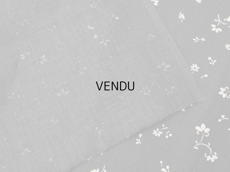 画像8: 未使用 アンティーク 花模様 コットンファブリック 炭黒&オフホワイト 77cm幅