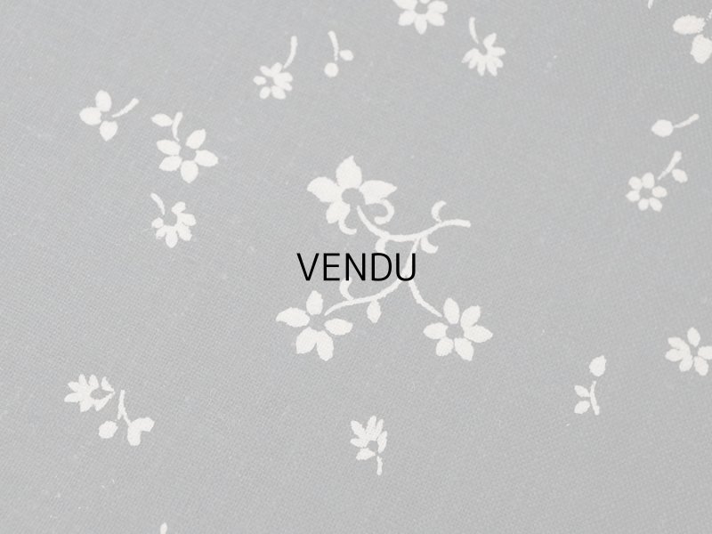 画像6: 未使用 アンティーク 花模様 コットンファブリック 炭黒&オフホワイト 77cm幅