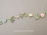 アンティーク シルク製 4色の大きな薔薇のロココトリム  24cm パステルカラー