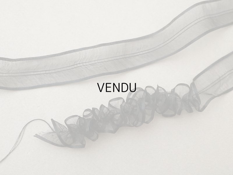 画像3: 1900年頃 アンティーク シルク製 フリル制作用 オーガンジーのリボン 黒  8.4m 2.5cm幅