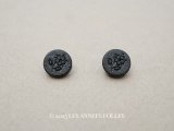 アンティーク 花 フレンチジェットのボタン 11.5mm 2ピースのセット黒 