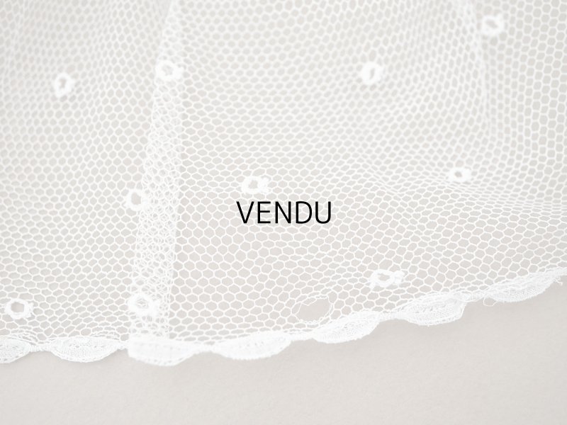 画像6: アンティーク 幅広 フリルレース オフホワイト ドット刺繍入り チュールレース 2.5m 幅11.5cm 