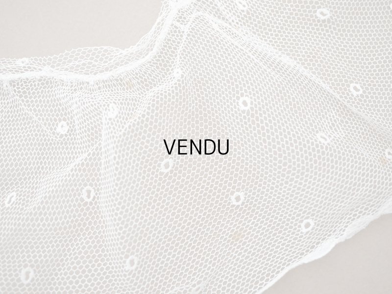 画像7: アンティーク 幅広 フリルレース オフホワイト ドット刺繍入り チュールレース 2.5m 幅11.5cm 