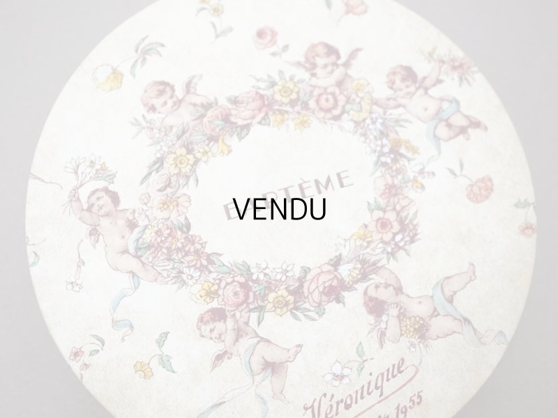 画像4: 1955年 アンティーク 天使&薔薇のリース バテムのお菓子箱 (S)