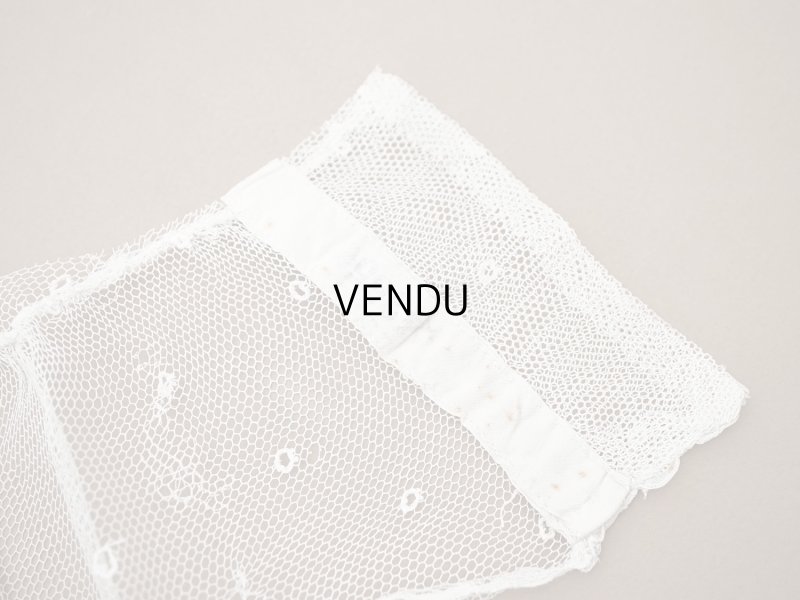 画像3: アンティーク 幅広 フリルレース オフホワイト ドット刺繍入り チュールレース 2.5m 幅11.5cm 