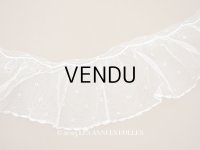 アンティーク 幅広 フリルレース オフホワイト ドット刺繍入り チュールレース 2.5m 幅11.5cm 