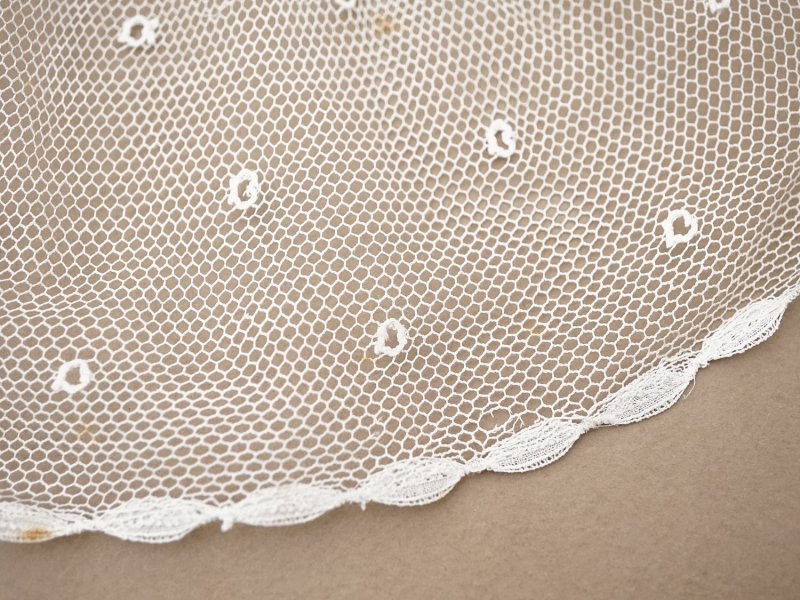 画像4: アンティーク 幅広 フリルレース オフホワイト ドット刺繍入り チュールレース 2.5m 幅11.5cm 