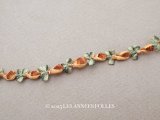 アンティーク シルク製 薔薇のロココトリム 43cm キャラメルブラウン ロココリボン 